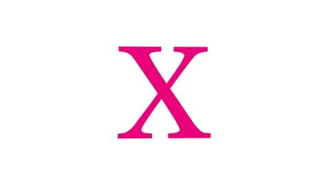 3d X letter logo loopable rotated pink color white background Stock Illustration