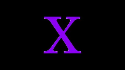 3d X letter logo loopable rotated purple color black background Stock Illustration