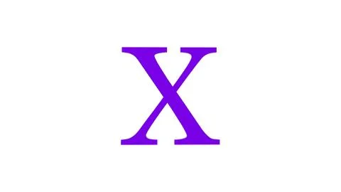 3d X letter logo loopable rotated purple color white background Stock Illustration