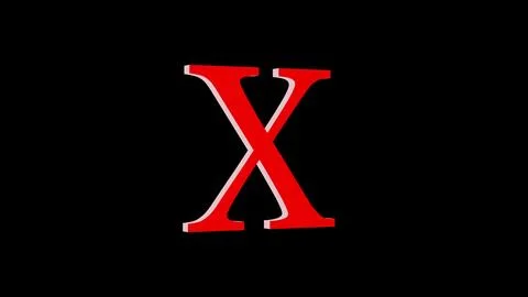 3d X letter logo loopable rotated red color black background Illustrazione stock