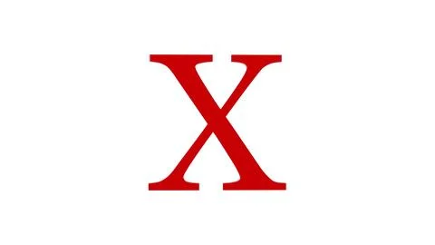 3d X letter logo loopable rotated red color white background Stock Illustration