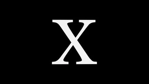 3d X letter logo loopable rotated white color black background Stock Illustration
