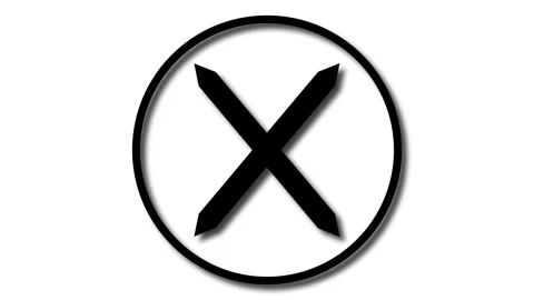 3d X Mark in Circle Animation on White Background Stock Footage 308754539