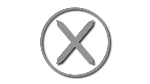 3d X Mark in Circle Animation on White Background Stock Footage 308754544