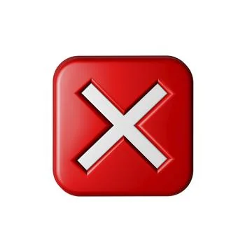 3D x red button denied permission, error sigh or reject symbol Stock Illustration