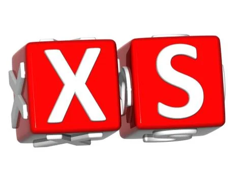 3d xs button click here block text Ilustração Stock