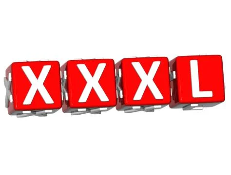 3d xxxl button click here block text Ilustração Stock