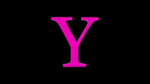 3d Y letter logo loopable rotated pink color black background Stock Illustration