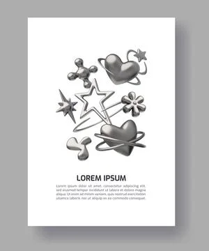 3d y2k elements. Vertical poster. Stock Illustration