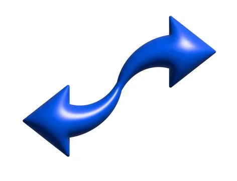 3D Y2K gradient blue retro two ways arrow icon Stock Illustration