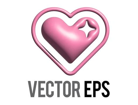 3D Y2K gradient pink retro heart and star icon Stock Illustration