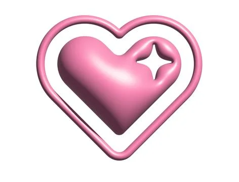 3D Y2K gradient pink retro heart and star icon Stock Illustration
