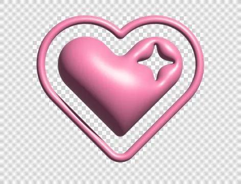 3D Y2K gradient pink retro heart and star icon Stock Illustration