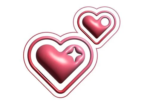 3D Y2K gradient red to pink retro heart and star icon Stock Illustration