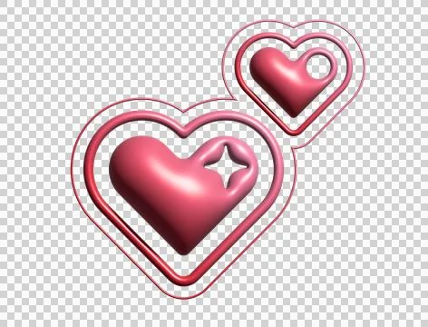 3D Y2K gradient red to pink retro heart and star icon Stock Illustration