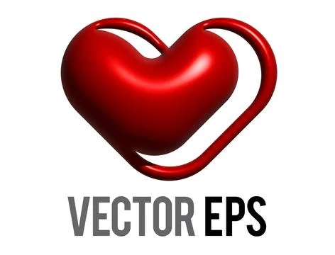 3D Y2K gradient red retro heart and star icon Stock Illustration