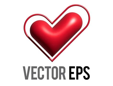 3D Y2K gradient red retro heart and star icon Stock Illustration