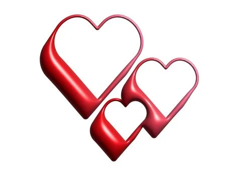 3D Y2K gradient red retro three hearts icon Stock Illustration