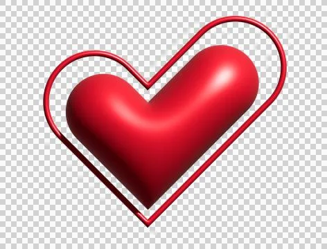3D Y2K gradient red retro heart and star icon Stock Illustration