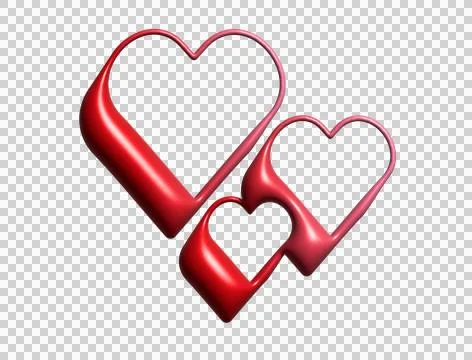 3D Y2K gradient red retro three hearts icon Stock Illustration