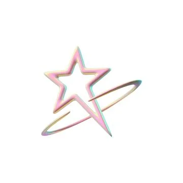 3D Y2K star icon with orbit ring vector illustration for 90s and 00s designs Stock Illustration