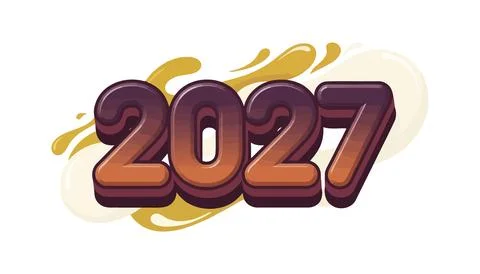 3d year 2027 number design with explosion effect 库存插图