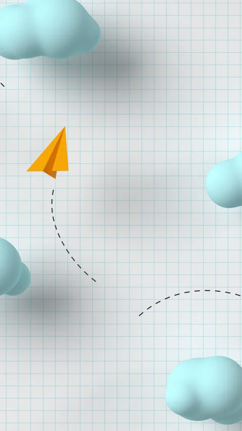 3d yellow airplanes with path flying in the notebook grid background. Stock Footage 314253958