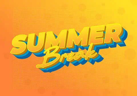 3D yellow and blue text reading summer break on an orange dotted gradient b.. イラスト素材