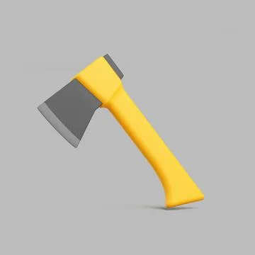 3D Yellow Axe with Black Blade Isolated on Gray Background Ilustración de archivo