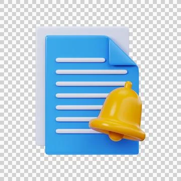3d Yellow Bell with Document. Stock Illustration