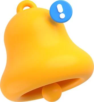 3d yellow bell with exclamation point Illustrazione stock