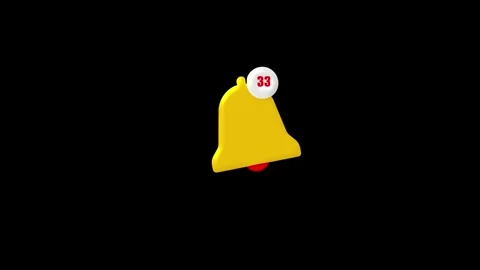 3D Yellow Bell Icon with Notification Badge of 36 on Black Background image.. Stock Footage 330347831
