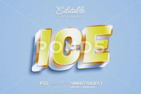 3d yellow bold ice effect editable text PSD Template