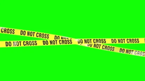 3d Yellow caution tape swinging on green screen background Stock Footage 315226803
