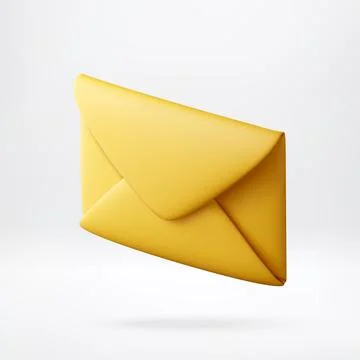 3D Yellow closed mail envelope Ilustração Stock