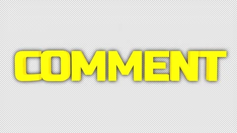 3D Yellow 'COMMENT' Title On Alpha Stock Footage 313018758
