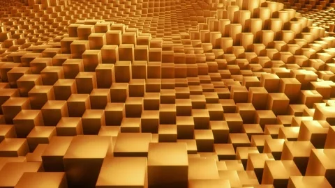 3D Yellow Cube Waves Looping Vertical Motion Hill Abstract Geometric Background Stock Footage 305592717