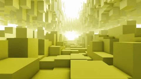 3d yellow cubes tunnel video loop Stock Footage 121372986