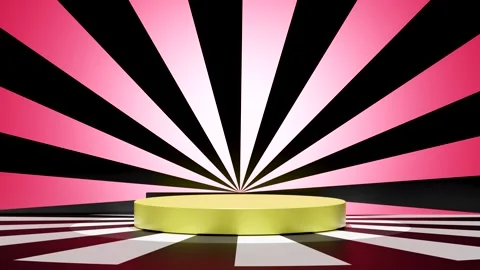 3d yellow empty podium with red sunburst or sun beam background. 3d illustr.. Video stock 282969665