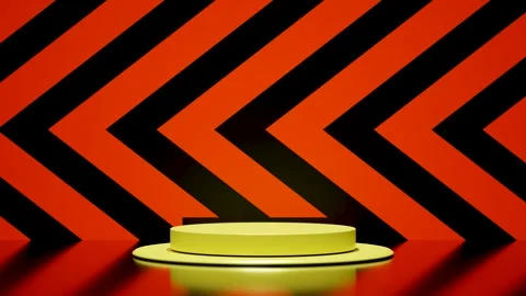 3d yellow empty podium with striped pattern, abstract arrow background. 3d .. Video stock 282969663