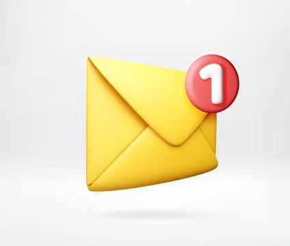 3D Yellow envelope with red notification badge 스톡 일러스트