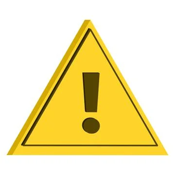 3d yellow exclamation mark for danger warning, or risk. Stock Illustration