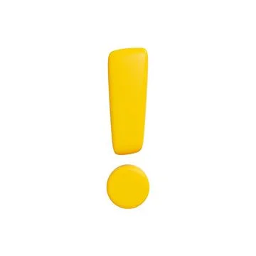 3D Yellow Exclamation Mark on White Background Stock Illustration