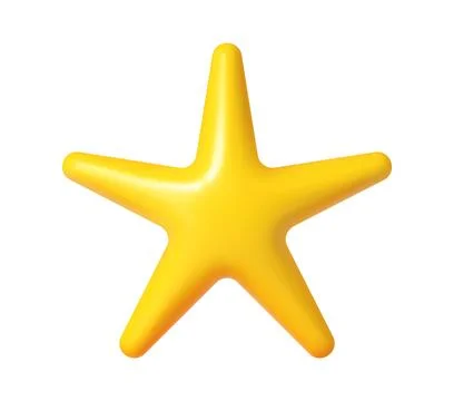 3d yellow five point star, spark realistic shape Illustrazione stock