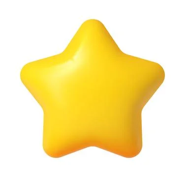 3d yellow five point star realistic shape Stock Illustration