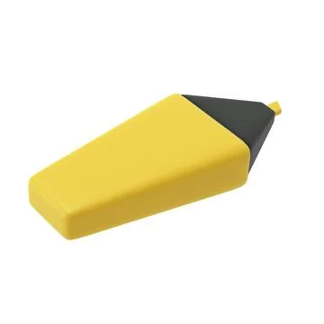3d yellow highlighter marker icon for school office. Stationery important 库存插图