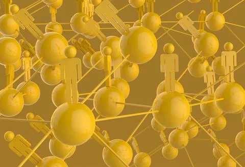 3d yellow human social network Stock Illustration