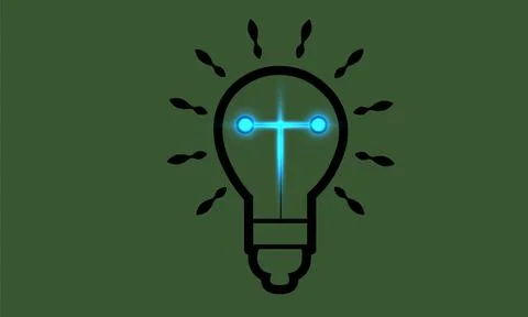 3d yellow light bulb icon isolated on reen background realistic light Stock Illustration