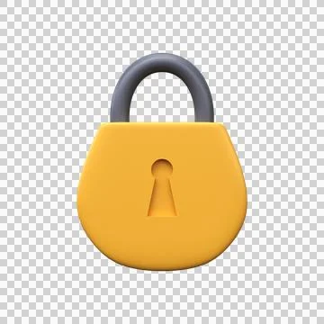 3D yellow lock icon. Security, data protection 스톡 일러스트
