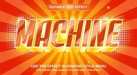 3d yellow machine text effect, editable text style Stock Illustration